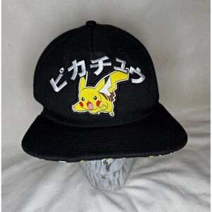 Pokémon Pikachu Black Adjustable Hat Cap Japanese Text Cotton